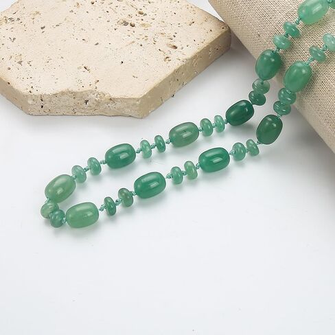 Womens Handmade Beaded Gemstone Necklace - Natural Green Aventurine, Jade, Pink Rose Quartz, Clear Quartz | Length 19In in Kuwait