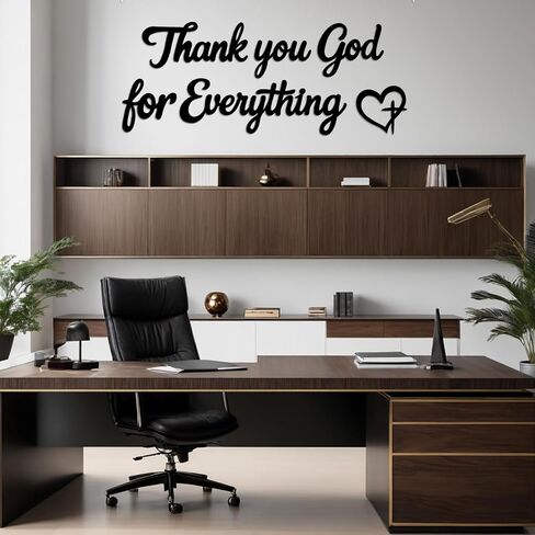 BRRSSIO Metal Wall Art Black Wall Decor Thank You God For Everything Decorative Sign for Kitchen Office Bedroom Living Room, Vintage Farmhouse Christian Wall Decorations in Saudi Arabia