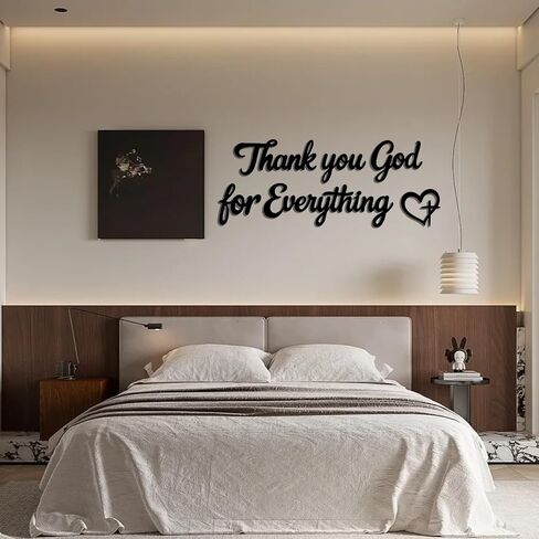 BRRSSIO Metal Wall Art Black Wall Decor Thank You God For Everything Decorative Sign for Kitchen Office Bedroom Living Room, Vintage Farmhouse Christian Wall Decorations in Saudi Arabia