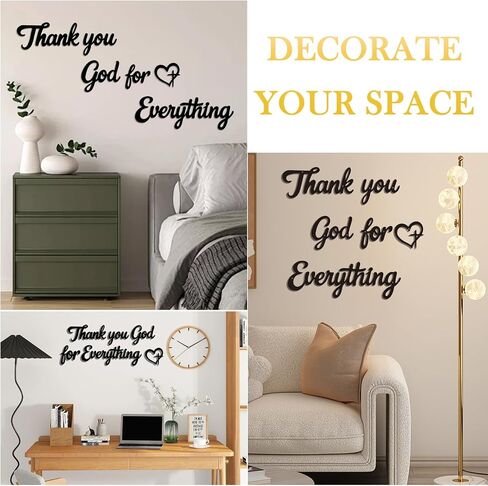 BRRSSIO Metal Wall Art Black Wall Decor Thank You God For Everything Decorative Sign for Kitchen Office Bedroom Living Room, Vintage Farmhouse Christian Wall Decorations in Saudi Arabia