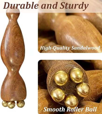 Facial Massage Tool Set 2pcs Sandalwood Eye Massager with 5 Copper Beads Wooden Facial Massage Tools Gua Sha Eye Massager Tool for Face Acupressure Head Massage Wood Therapy Manual Massage Tool in Saudi Arabia