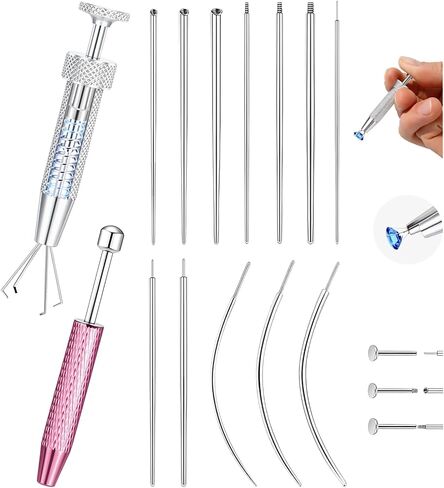 14G 16G 18G 20G Piercing Taper Ball Grabber Tool for Changing Jewelry - Stainless Steel Flat Back Earring Tool Threader Threadless Insertion Pin Body Piercing Needles Kit for Ear Nose Lip Tongue Navel in Kuwait