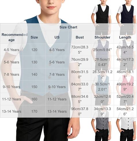 Boy's 4 Button Formal Suit Vest Solid Color V Neck Dress Waistcoat for Kids Stylish Sleeveless Shirts with Pockets in Kuwait