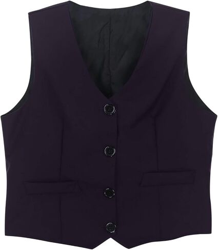 Boy's 4 Button Formal Suit Vest Solid Color V Neck Dress Waistcoat for Kids Stylish Sleeveless Shirts with Pockets in Kuwait
