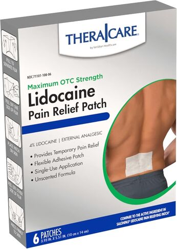 Thera|Care Maximum Strength OTC Pain Relief Patch | 4% Lidocaine Patch | 3.9" x 5.5" | 6-Count Box in Kuwait