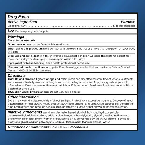 Thera|Care Maximum Strength OTC Pain Relief Patch | 4% Lidocaine Patch | 3.9" x 5.5" | 6-Count Box in Kuwait