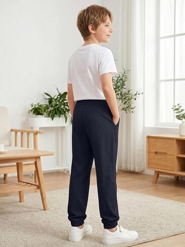 Cooraby 3 Packs Boys Pull on Jogger Pants Quick Dry School Uniform Pants with Pockets for Kids 5-14Y in Kuwait