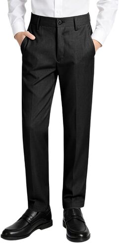 Boys Dress Pants Sim Fit Formal Adjustable Pants for Boys Kids School Uniform Trousers in Kuwait