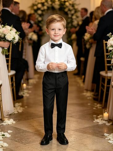 Boys Dress Pants Sim Fit Formal Adjustable Pants for Boys Kids School Uniform Trousers in Kuwait