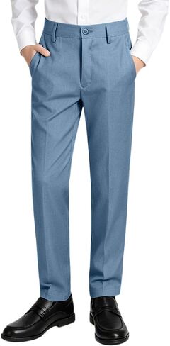Boys Dress Pants Sim Fit Formal Adjustable Pants for Boys Kids School Uniform Trousers in Kuwait