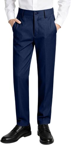 Boys Dress Pants Sim Fit Formal Adjustable Pants for Boys Kids School Uniform Trousers in Kuwait