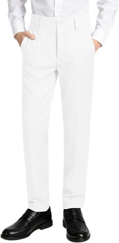 Boys Dress Pants Sim Fit Formal Adjustable Pants for Boys Kids School Uniform Trousers in Kuwait