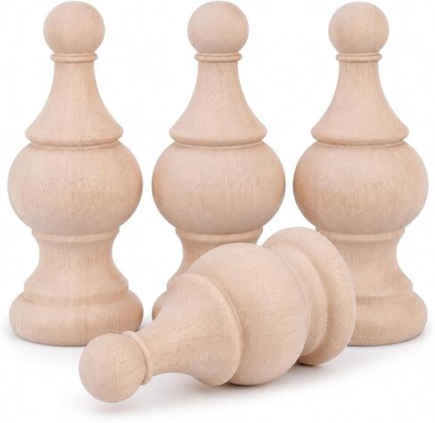 Cabilock 4 Pcs Unfinished Wood Finials, 5.9 Inch Decorative Wooden Post Caps for Bed Posts, Curtain Rod Ends, Furniture Accents and DIY Crafts in Saudi Arabia