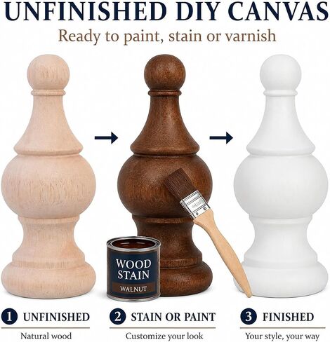 Cabilock 4 Pcs Unfinished Wood Finials, 5.9 Inch Decorative Wooden Post Caps for Bed Posts, Curtain Rod Ends, Furniture Accents and DIY Crafts in Saudi Arabia