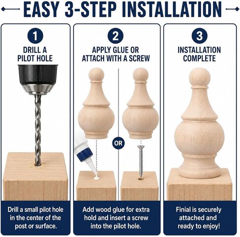 Cabilock 4 Pcs Unfinished Wood Finials, 5.9 Inch Decorative Wooden Post Caps for Bed Posts, Curtain Rod Ends, Furniture Accents and DIY Crafts in Saudi Arabia