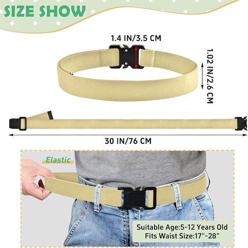 Warm Yellow Kids Elastic Belts for Boys Girls, Adjustable Stretch Belt with Metal Buckle for Baseball Golf in Saudi Arabia
