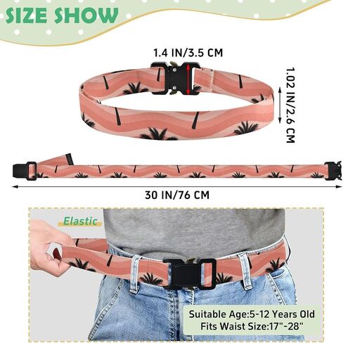 Tropical Palm Tree Kids Elastic Belts for Boys Girls, Adjustable Stretch Belt with Metal Buckle for Baseball Golf in Saudi Arabia