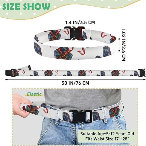 Watercolor Bows Kids Elastic Belts for Boys Girls, Adjustable Stretch Belt with Metal Buckle for Baseball Golf in Saudi Arabia