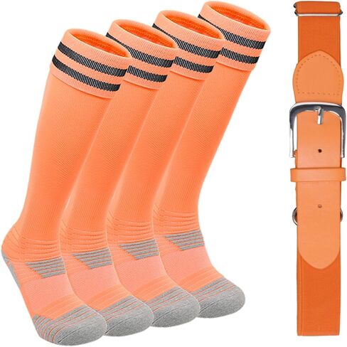 Kids Baseball or Softball Sock and Belt Combo Set, Adjustable Kids Softball Belts and 2 Pairs Socks for Youth Boys Girl in Saudi Arabia