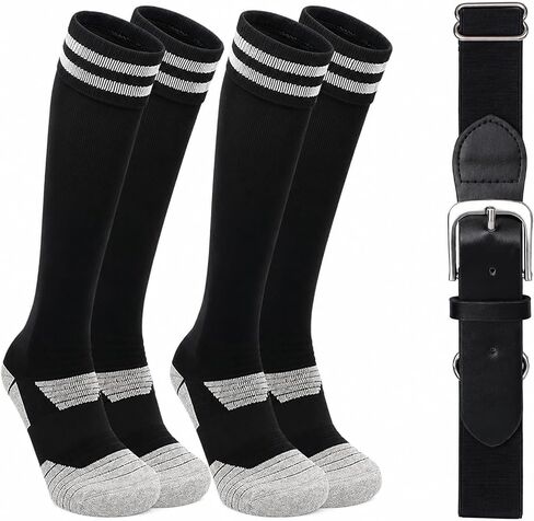 Kids Baseball or Softball Sock and Belt Combo Set, Adjustable Kids Softball Belts and 2 Pairs Socks for Youth Boys Girl in Saudi Arabia