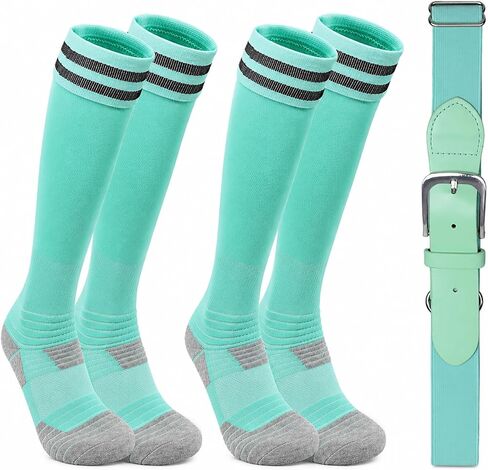 Kids Baseball or Softball Sock and Belt Combo Set, Adjustable Kids Softball Belts and 2 Pairs Socks for Youth Boys Girl in Saudi Arabia