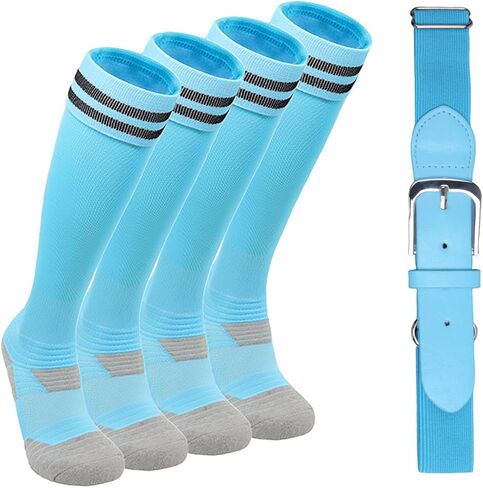 Kids Baseball or Softball Sock and Belt Combo Set, Adjustable Kids Softball Belts and 2 Pairs Socks for Youth Boys Girl in Saudi Arabia