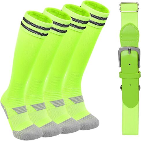 Kids Baseball or Softball Sock and Belt Combo Set, Adjustable Kids Softball Belts and 2 Pairs Socks for Youth Boys Girl in Saudi Arabia