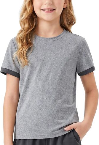Chichoo Girls UPF 50+ Athletic T-Shirt,Short Sleeve Dry Fit Workout Tee for School PE Sports Summer Camp Outdoor Play in Kuwait