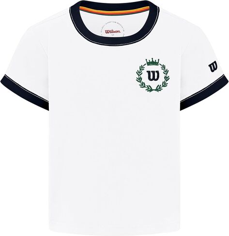 WILSON Girls Crest Logo Tee, Short Sleeve Athletic T-Shirt, Soft Breathable Cotton Blend, for School Sports and Casual Wear in Kuwait