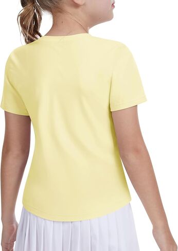 DOCUMO Girls Athletic Short Sleeve Quick Dry Fit T-Shirts - Active Gym Summer Casual Basic Tee Tops Crew Neck for Teens Kids in Saudi Arabia