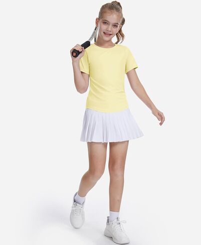 DOCUMO Girls Athletic Short Sleeve Quick Dry Fit T-Shirts - Active Gym Summer Casual Basic Tee Tops Crew Neck for Teens Kids in Saudi Arabia