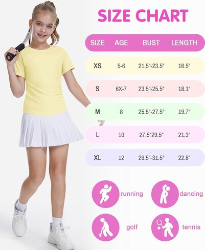DOCUMO Girls Athletic Short Sleeve Quick Dry Fit T-Shirts - Active Gym Summer Casual Basic Tee Tops Crew Neck for Teens Kids in Saudi Arabia