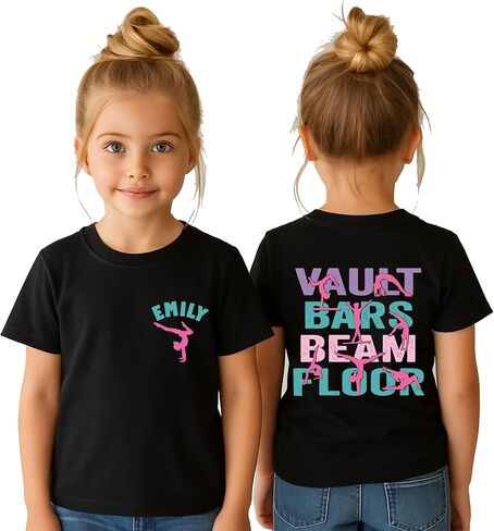 Custom Gymnastics Shirt for Kids Personalized Gymnast Shirt Girls Gymnastics Team Shirt Vault Bars Beam Floor Gymnast Gift Multi in Saudi Arabia