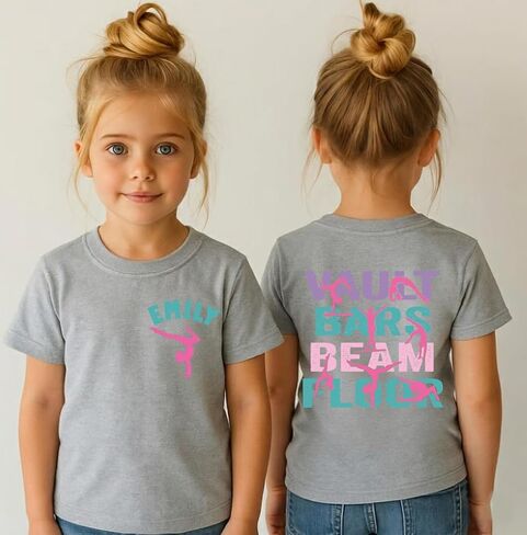 Custom Gymnastics Shirt for Kids Personalized Gymnast Shirt Girls Gymnastics Team Shirt Vault Bars Beam Floor Gymnast Gift Multi in Saudi Arabia