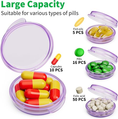Small Pill Case, 6 Pcs Pill Box for Purse Travel Pill Container Portable Daily Medicine Pill Organizer Travel Pill Case for Medication Fish Oil Vitamin Supplement in Saudi Arabia