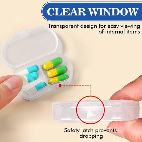 Pill Case for Purse Small Pill Organizer Portable Travel Daily Pill Containers AM & PM Mini Pill Box Vitamin, Fish Oil, Supplement Holder (1 PCS, White) in Kuwait