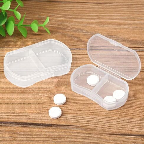 Pill Case for Purse Small Pill Organizer Portable Travel Daily Pill Containers AM & PM Mini Pill Box Vitamin, Fish Oil, Supplement Holder (1 PCS, White) in Kuwait