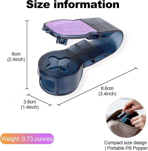 2nd Generation Blue semi Transparent Pill Extractor Tool with Storage Compartment, Medicine Blister Pack Remover, Dual Tooth Design for Foil Piercing,(Orange and Purple) 2 pcs in Saudi Arabia