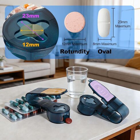 2nd Generation Blue semi Transparent Pill Extractor Tool with Storage Compartment, Medicine Blister Pack Remover, Dual Tooth Design for Foil Piercing,(Orange and Purple) 2 pcs in Saudi Arabia