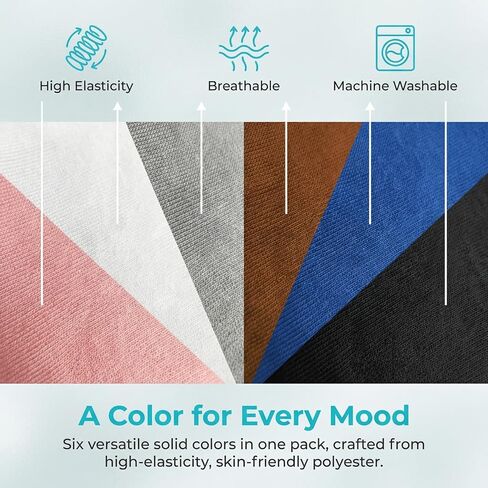 6 Pack Wide Headbands for Women, Non Slip Elastic Boho Turban Hair Bands, Stretchy Sweat Headbands for Workout, Running & Daily in Kuwait