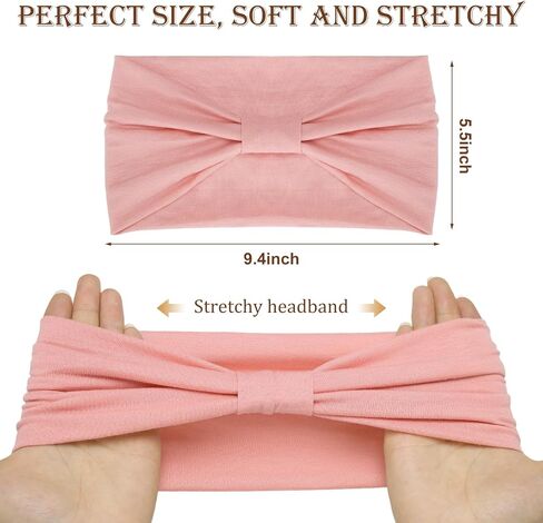 6 Pack Wide Headbands for Women, Non Slip Elastic Boho Turban Hair Bands, Stretchy Sweat Headbands for Workout, Running & Daily in Kuwait