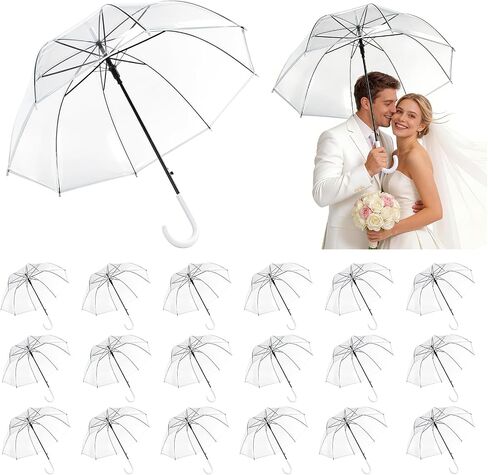 18 Pack Clear Bubble Umbrellas Wedding Bulk, 47" Transparent Large Dome Canopy Windproof Umbrellas, 20 Thank You Cards, 20 10" Ropes, Firm and Durable for Wedding Guests Photography, Golf Outdoor in Saudi Arabia