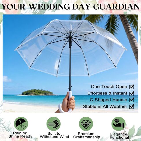 18 Pack Clear Bubble Umbrellas Wedding Bulk, 47" Transparent Large Dome Canopy Windproof Umbrellas, 20 Thank You Cards, 20 10" Ropes, Firm and Durable for Wedding Guests Photography, Golf Outdoor in Saudi Arabia