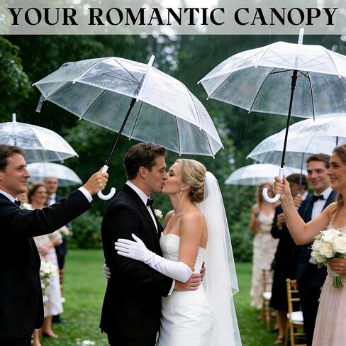 18 Pack Clear Bubble Umbrellas Wedding Bulk, 47" Transparent Large Dome Canopy Windproof Umbrellas, 20 Thank You Cards, 20 10" Ropes, Firm and Durable for Wedding Guests Photography, Golf Outdoor in Saudi Arabia