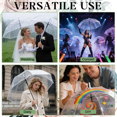 18 Pack Clear Bubble Umbrellas Wedding Bulk, 47" Transparent Large Dome Canopy Windproof Umbrellas, 20 Thank You Cards, 20 10" Ropes, Firm and Durable for Wedding Guests Photography, Golf Outdoor in Saudi Arabia