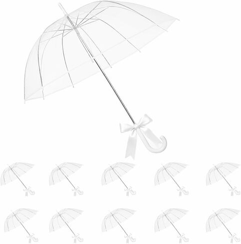 5/10/20 Pack Clear Umbrella Bulk, Bulk Umbrellas for Wedding, Transparent POE Auto Open Rain Umbrellas with Stainless Steel Frame, Large Canopy for Wedding Photography & Outdoor Events and Parties in Saudi Arabia