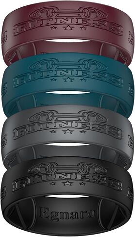 Egnaro Silicone Wedding Rings For Him, Men's Engraving Rubber Engagement Bands 8.5mm Wide 2.5mm Thick Multipack For Workout Travel Gym in Kuwait