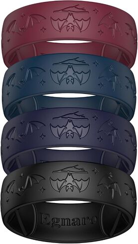 Egnaro Silicone Wedding Rings For Him, Men's Engraving Rubber Engagement Bands 8.5mm Wide 2.5mm Thick Multipack For Workout Travel Gym in Saudi Arabia