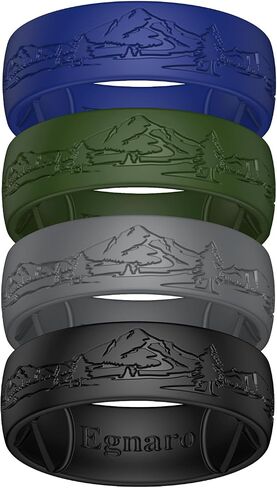 Egnaro Silicone Wedding Rings For Him, Men's Engraving Rubber Engagement Bands 8.5mm Wide 2.5mm Thick Multipack For Workout Travel Gym in Saudi Arabia