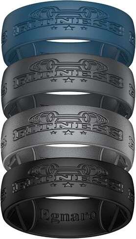 Egnaro Silicone Wedding Rings For Him, Men's Engraving Rubber Engagement Bands 8.5mm Wide 2.5mm Thick Multipack For Workout Travel Gym in Saudi Arabia